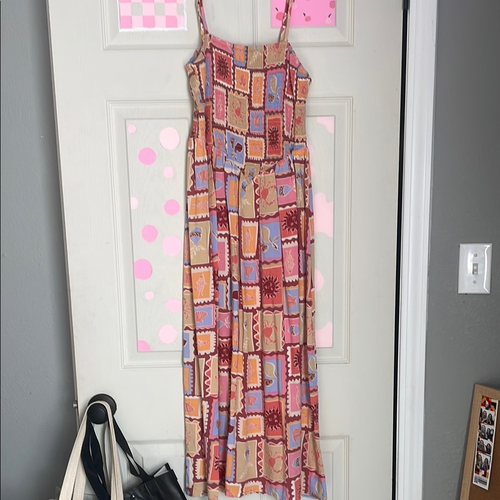 Red and Pink Sleeveless Spaghetti Strap Sundress